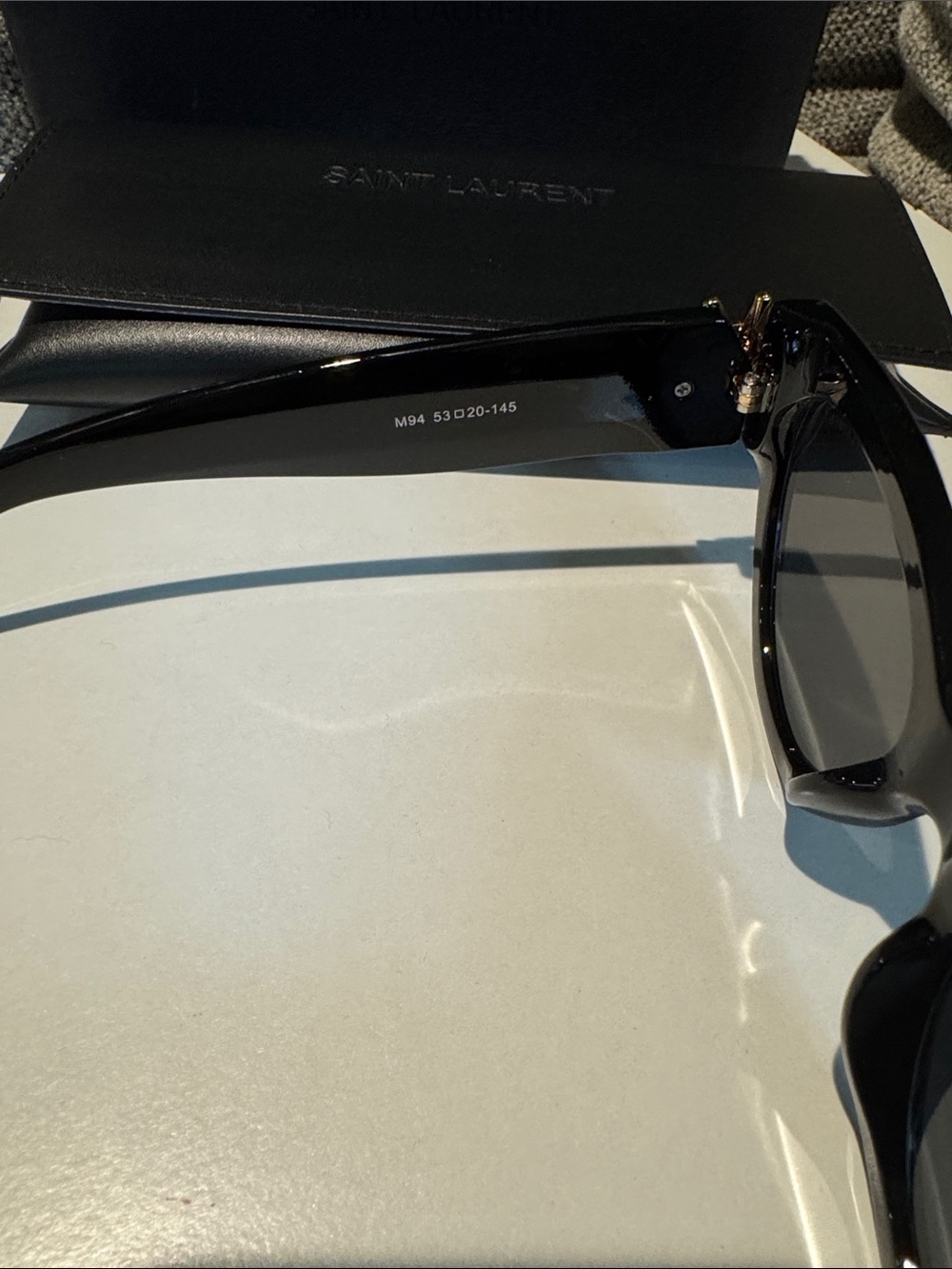 Saint Laurent Glossy Black Cat-Eye Sunglasses with Gold YSL Accent - Picture 5 of 7